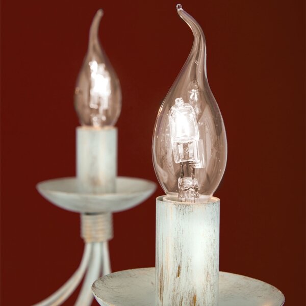 Orion LU 1531/8 - Luster na reťazi VELA 8xE14/40W/230V pr.80 cm biela/zlatá/patina
