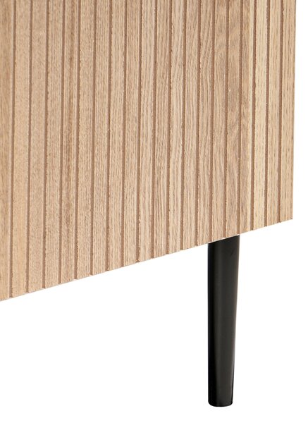 Komoda so 4 zásuvkami prírodný jaseň MDF svetlé drevo rebrovaný dizajn moderná obývacia izba spálňa
