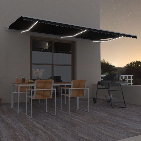 Maison Exclusive – Elektrická markíza s LED osvetlením a senzorom, rozmer 6 x 3 m, farba antracit