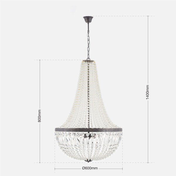 Orion HL 6-1497/6 - Krištáľový luster na reťazi ARILA 6xE27/60W/230V hnedá/patina