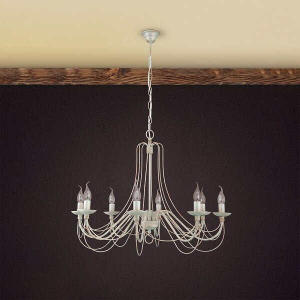 Orion LU 1531/8 - Luster na reťazi VELA 8xE14/40W/230V pr.80 cm biela/zlatá/patina