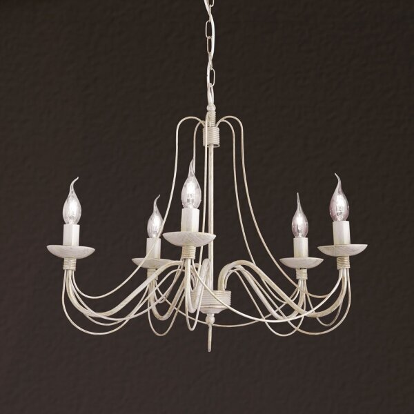 Orion LU 1531/5 - Luster na reťazi VELA 5xE14/40W/230V pr.60 cm biela/zlatá/patina