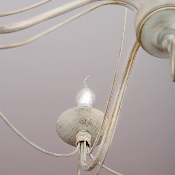 Orion LU 1531/5 - Luster na reťazi VELA 5xE14/40W/230V pr.60 cm biela/zlatá/patina