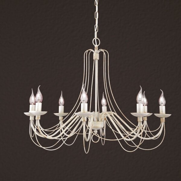Orion LU 1531/8 - Luster na reťazi VELA 8xE14/40W/230V pr.80 cm biela/zlatá/patina