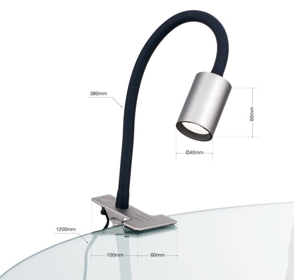 Orion Str 10-489- LED Flexibilná stolná lampa s klipom KURT LED/5W/230V strieborná