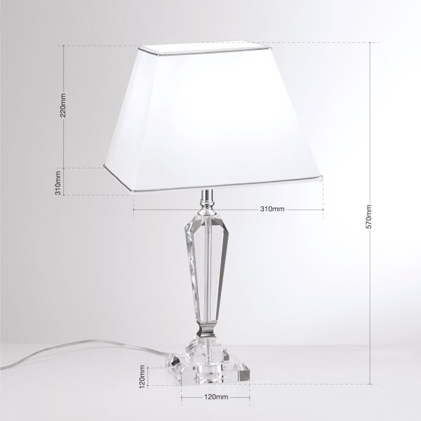 Orion LA 4-1201 - Krištáľová stolná lampa VERONIQUE 1xE27/60W/230V biela/číra