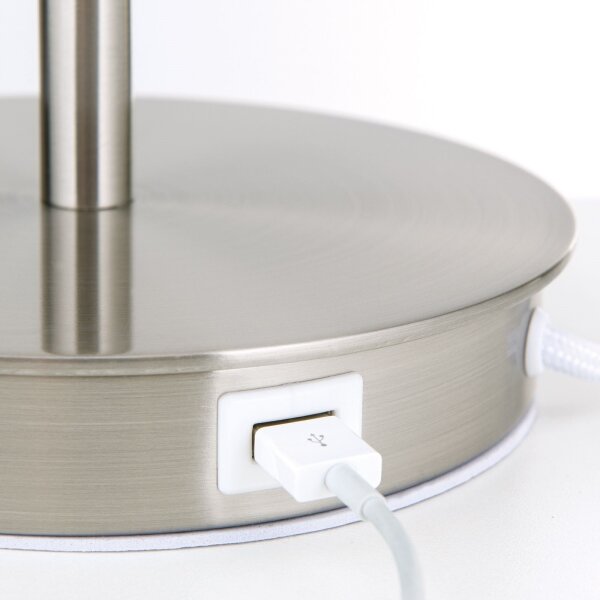Orion LA 4-1205/1 - Stolná lampa s USB portom LUDWIG 1xE27/40W/230V biela/chróm
