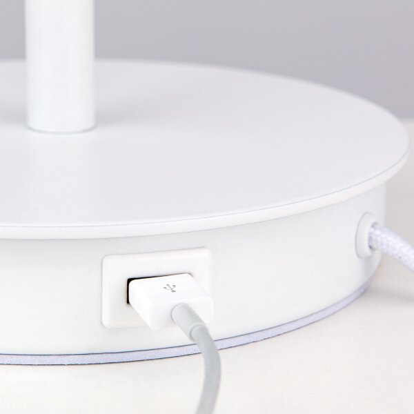 Orion LA 4-1205/1 - Stolná lampa s USB portom LUDWIG 1xE27/40W/230V biela