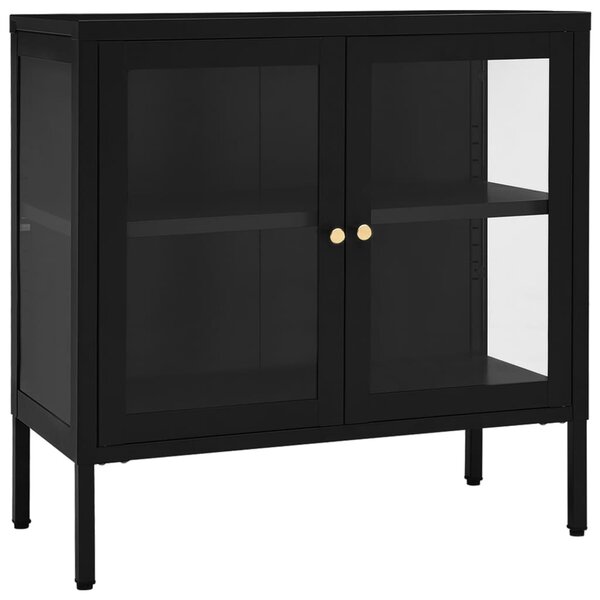 Komoda čierna 70x35x70 cm oceľ a sklo