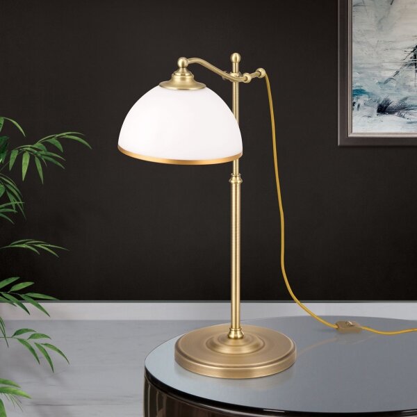 Orion LA 4-1213/1 - Stolná lampa OLD LAMP 1xE27/40W/230V biela/mosadz