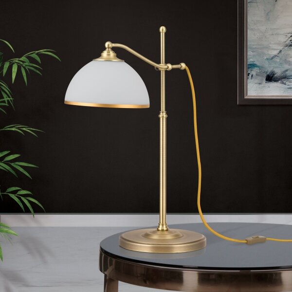 Orion LA 4-1213/1 - Stolná lampa OLD LAMP 1xE27/40W/230V biela/mosadz