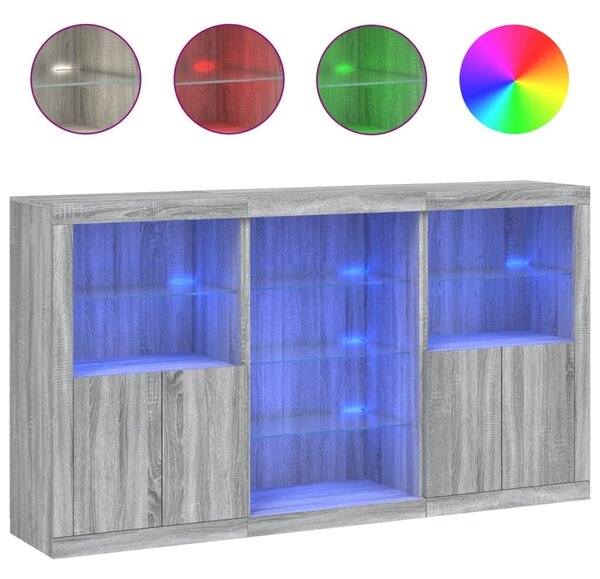 Komoda s LED svetlami sivá sonoma 181,5x37x100 cm
