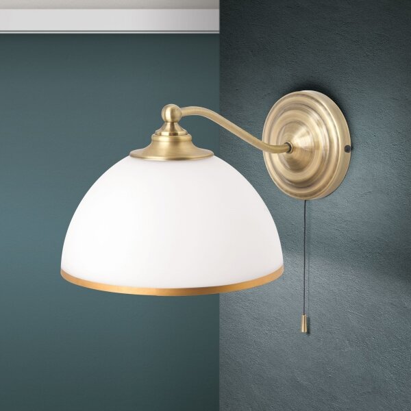 Orion WA 2-1371/1 - Nástenná lampa OLD LAMP 1xE27/40W/230V biela/mosadz
