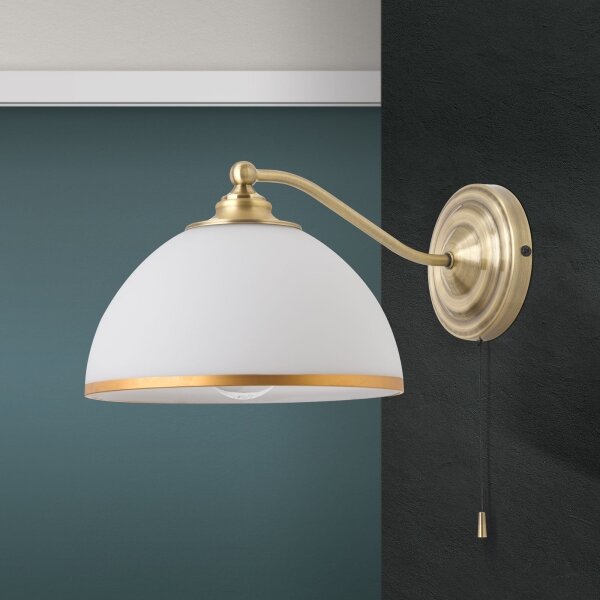 Orion WA 2-1371/1 - Nástenná lampa OLD LAMP 1xE27/40W/230V biela/mosadz