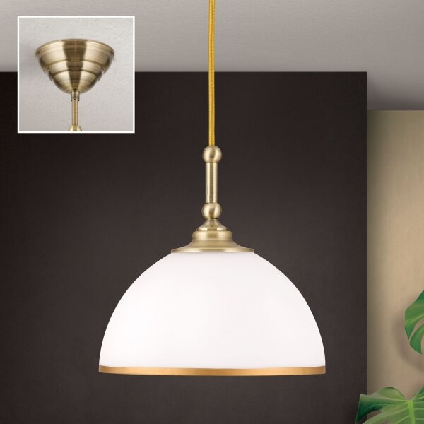 Orion HL 6-1808/1 - Luster na lanku OLD LAMP 1xE27/40W/230V biela/mosadz