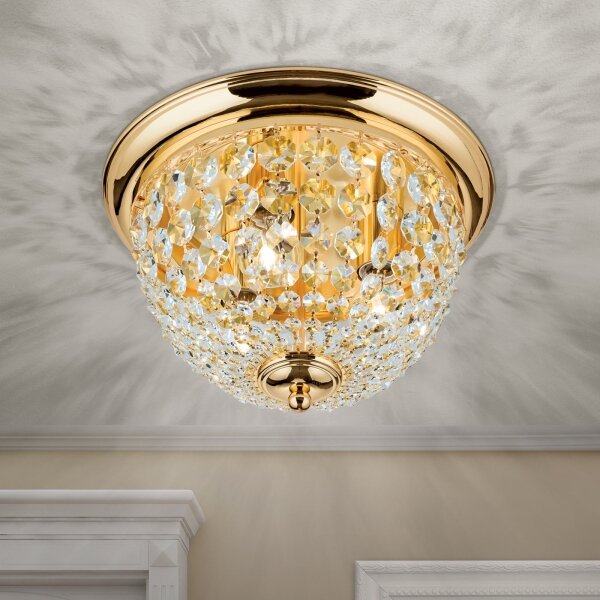 Orion DLU 1840/35-Krištáľové str. svietidlo PLAFOND 3xE27/40W/230V pr.35 cm zlatá