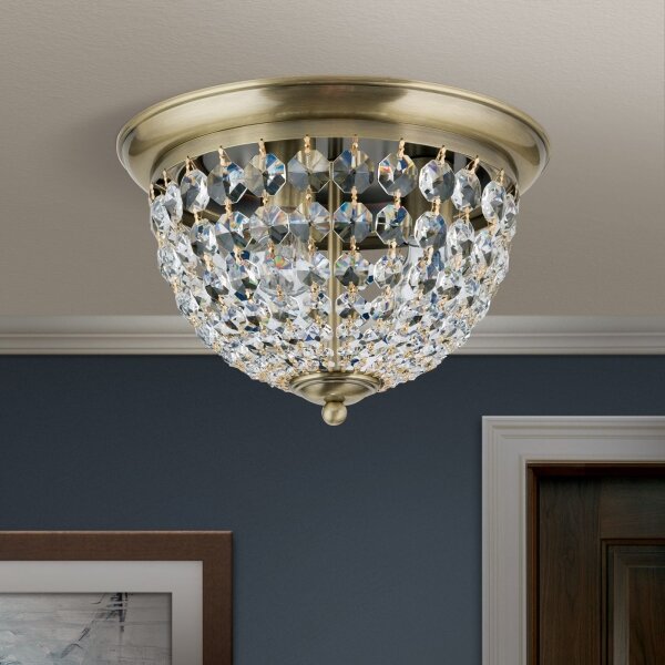 Orion DLU 1840/35-Krištáľové str. svietidlo PLAFOND 3xE27/40W/230V pr.35 cm bronz