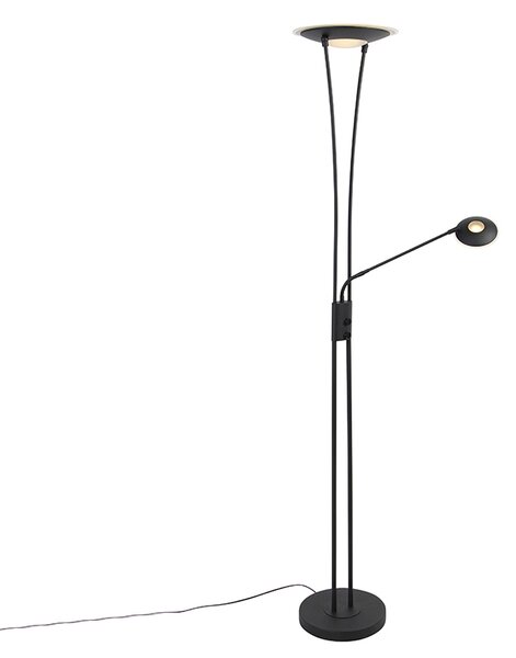 Moderné stojace svietidlo čierne vrátane LED s čítacím ramenom - Ibiza