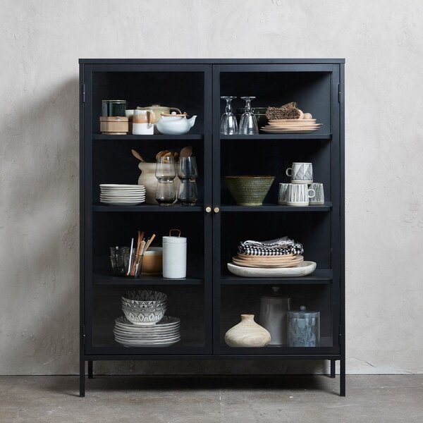 Čierna kovová vitrína 110x140 cm Carmel – Unique Furniture