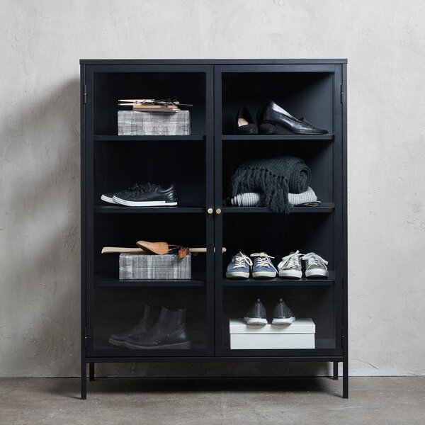 Čierna kovová vitrína 110x140 cm Carmel – Unique Furniture