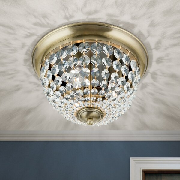 Orion DLU 1840/35-Krištáľové str. svietidlo PLAFOND 3xE27/40W/230V pr.35 cm bronz