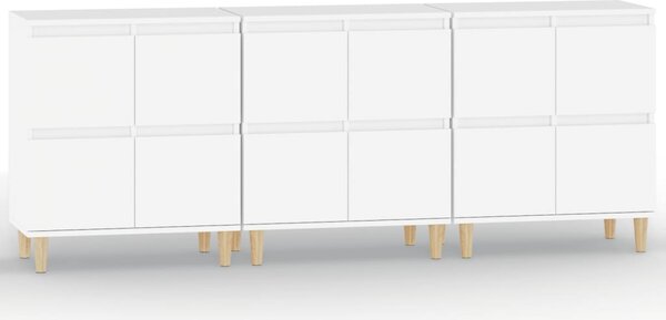 Komody 3 ks biele 60x35x70 cm kompozitné drevo