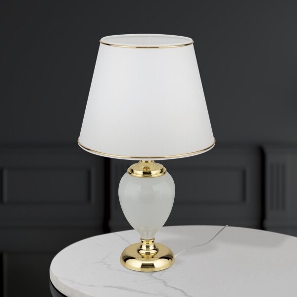 Orion LA 4-1229 - Stolná lampa OVUM 1xE27/40W/230V 48 cm keramika biela/zlatá
