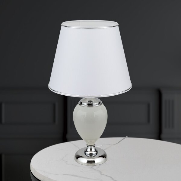 Orion LA 4-1229 - Stolná lampa OVUM 1xE27/40W/230V 48 cm keramika biela/chróm