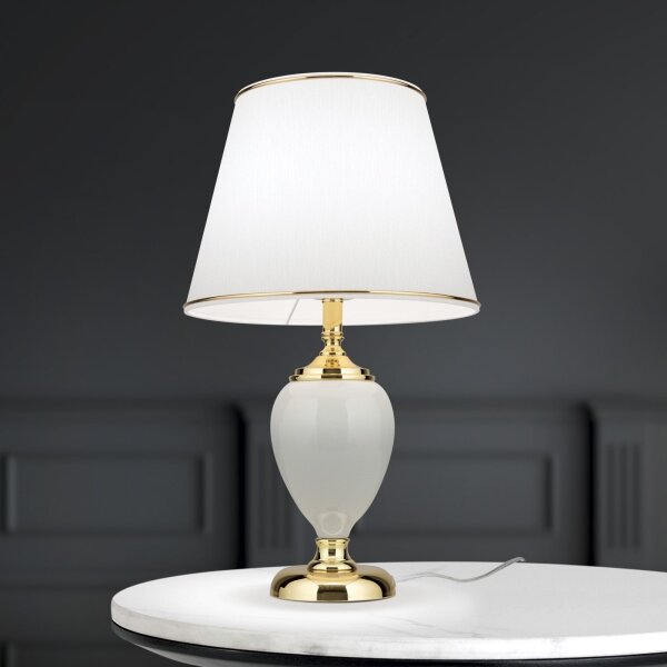 Orion LA 4-1229 - Stolná lampa OVUM 1xE27/40W/230V 48 cm keramika biela/zlatá