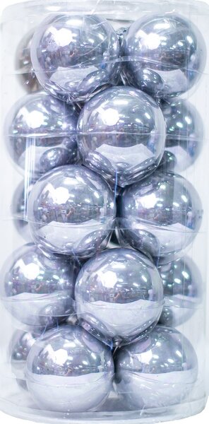 Sada vianočných sklenených ozdôb DUE ESSE sphere / priemer 8 cm / 20 ks / strieborná
