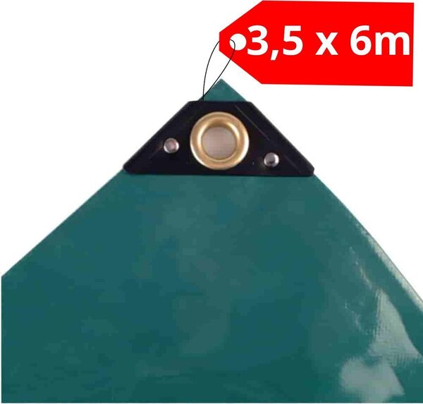 Plachta s očkami 3,5 x 6 m (21m²) PVC plachta Látková plachta Záhradná plachta zelená PVC plachta 650 g/m²