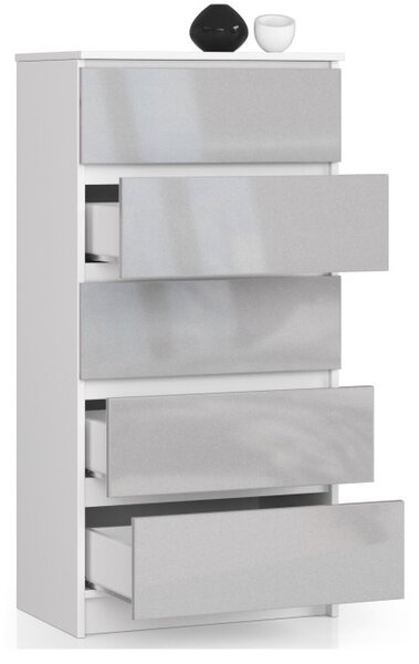 Komoda K60 5SZ CLP metalická, lesk