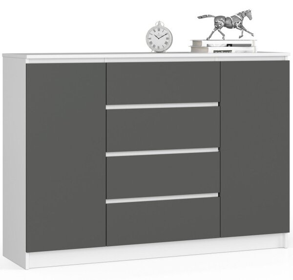 Komoda K140 2D 4SZ CLP biela / sivá