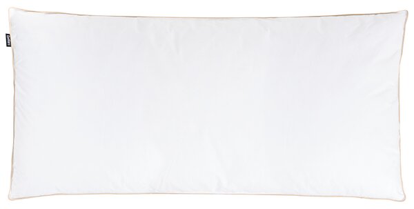 Nízky vankúš na spanie trojkomorový biely kačacie perie a páperie 40 x 80 cm prémiový bavlnený poťah