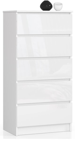 Komoda K60 5SZ CLP biela, lesk