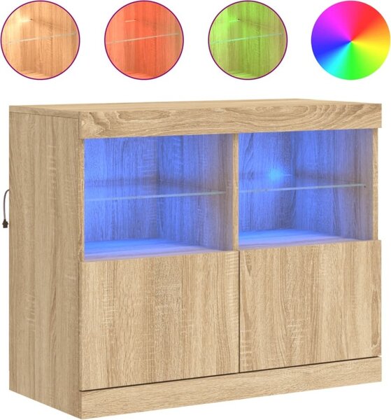 Komoda s LED svetlami dub sonoma 81x37x67 cm