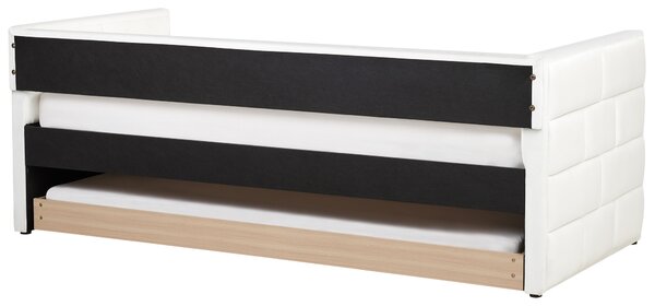 Rozkladacia posteľ krémová biela zamatová jednolôžko 90 x 200 cm lamelový rám moderný glamour štýl