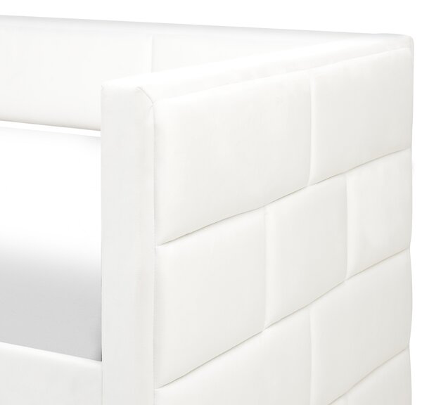 Rozkladacia posteľ krémová biela zamatová jednolôžko 90 x 200 cm lamelový rám moderný glamour štýl