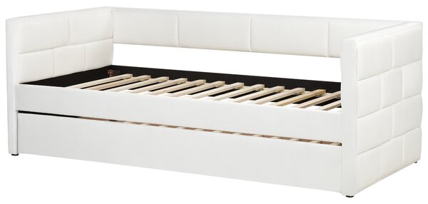 Rozkladacia posteľ krémová biela zamatová jednolôžko 90 x 200 cm lamelový rám moderný glamour štýl