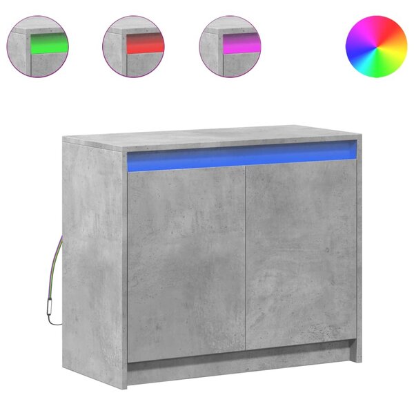 Komoda s LED betónová sivá 72x34x61 cm kompozitné drevo