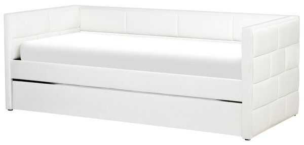 Rozkladacia posteľ krémová biela zamatová jednolôžko 90 x 200 cm lamelový rám moderný glamour štýl