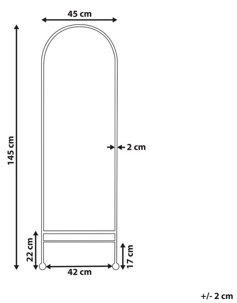 Nástenné zrkadlo biele železo sklo 45 x 145 cm oválne závesné dekorácie moderný minimalistický štýl obývačka spálňa predsieň