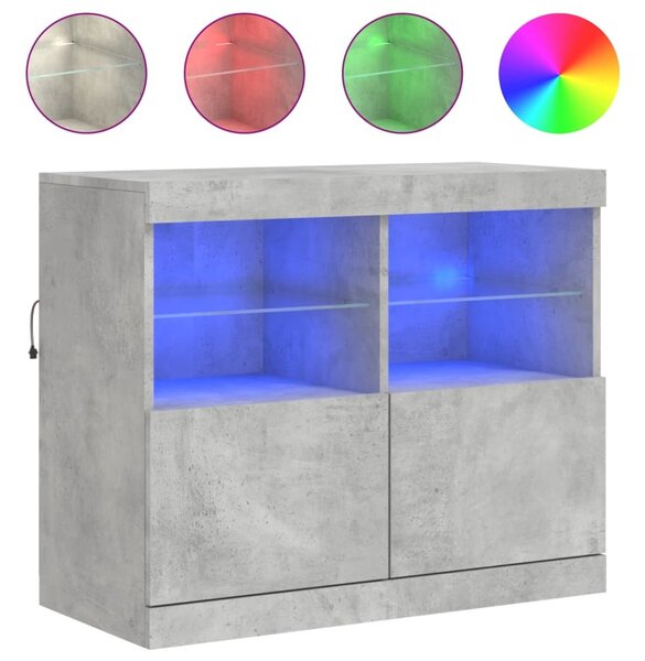 Komoda s LED svetlami betónovo sivá 81x37x67 cm