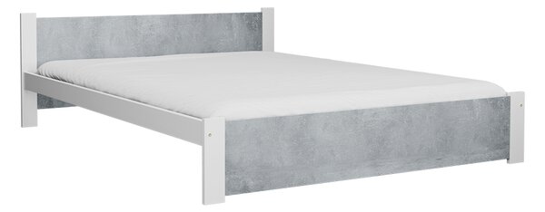 Posteľ IKAROS 180 x 200 cm, betón/biela Rošt: S latkovým roštom, Matrac: Bez matraca