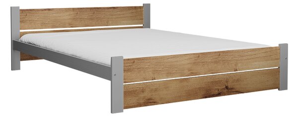 Posteľ IKAROS DOUBLE 180 x 200 cm, dub artisan/sivá Rošt: Bez roštu, Matrac: Matrac DELUXE 10 cm