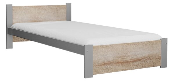 Posteľ IKAROS 90 x 200 cm, dub sonoma/sivá Rošt: S latkovým roštom, Matrac: Bez matraca
