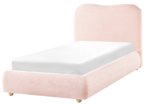 Posteľ s úložným priestorom ružová buklé čalúnenie 90 x 200 cm minimalistický moderný dizajn spálňa