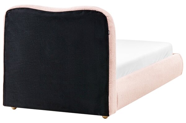 Posteľ s úložným priestorom ružová buklé čalúnenie 90 x 200 cm minimalistický moderný dizajn spálňa