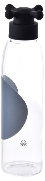Fľaša z borosilikátového skla s čiernym vrchnákom United Colors of Benetton 550 ml