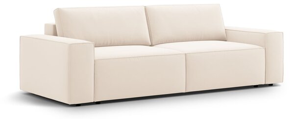 MUZZA Štvormiestna rozkladacia pohovka s úložným priestorom JUDY 247 cm zamat svetlobéžová